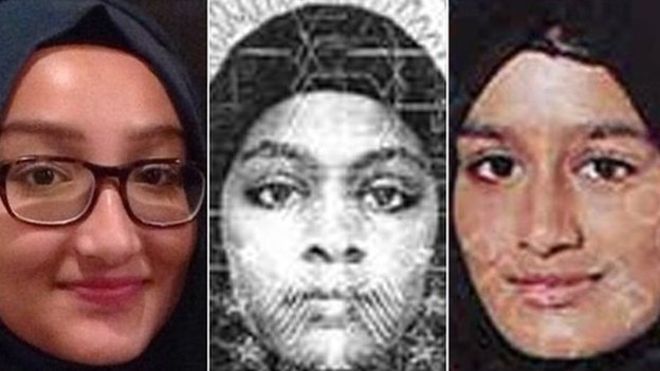 three Muslim female faces